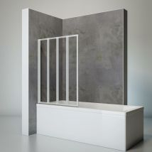 Mampara de bañera plegable, cristal transparente de 3 mm, 4 paneles, color de perfil gris, 93 x 121 cm - Schulte
