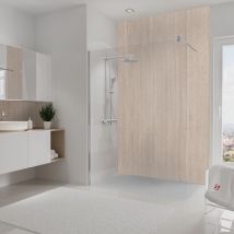Panneau mural 150x255 cm, revêtement pour douche et salle de bains, placement facile, DécoDesign décor, travertin romain - Schulte