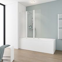 Schulte - parete per vasca da bagno, sopravasca, pieghevole, 124 x 130 cm, 5 mm vetro di sicurezza transparente, colore profilo alpino bianco