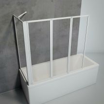 Schulte - parete per vasca da bagno, sopravasca, pieghevole, 129 x 121 cm, 3 mm vetro di sicurezza, transparente, 3 ante, colore profilo alpino