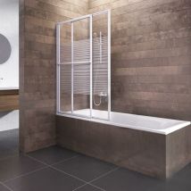 Schulte - parete per vasca da bagno, sopravasca, pieghevole, 2 ante, 70 - 118 x 140 cm, 5 mm vetro di sicurezza strisce trasversale, colore profilo