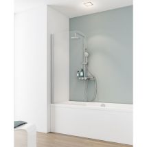 Schulte - parete per vasca da bagno, sopravasca, pieghevole, 5 mm vetro di sicurezza trasparente, colore profilo alluminio naturale, 80 x 140 cm