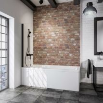 Parete per vasca da bagno, sopravasca, pieghevole, 5 mm vetro di sicurezza trasparente, colore profilo nero opaco, 80 x 140 cm - Schulte