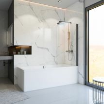 Schulte - parete per vasca da bagno, sopravasca, pieghevole, 80 x 140 cm, 5 mm vetro di sicurezza trasparente, colore profilo gun metallo