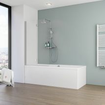 Schulte - parete per vasca da bagno, sopravasca, pieghevole, 90 x 140 cm, 2 ante, 5 mm vetro di sicurezza transparente, colore profilo alluminio