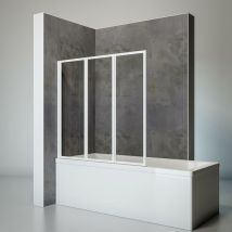 Parete per vasca da bagno, sopravasca, pieghevole, montaggio per incollare, 3 mm vetro di sicurezza transparente, 3 ante, colore profilo alpino