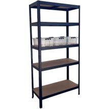 Schulte Regalwelt Rayonnage Lourd Avec 5 Tablettes En Mdf Et 3 Boîtes De Rangement, 180x90x40 Cm (hxlxp), Capacité De Charge 175 Kg Par Tablette, Noir