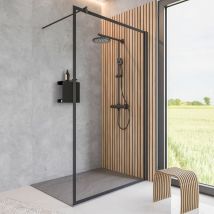 Walk In Dusche Alexa Style 2.0, esg Sicherheitsglas Dekor Frame Mattschwarz, Profilfarbe: Schwarz, Größe 140 x 200 cm - Schulte