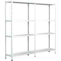 Schulte Regalwelt - SCHULTE Regalwelt Rayonnage emboîtable avec 2 x 4 tablettes PowerMAX, charge utile 65 kg, 180x160x40 cm (HxLxP), blanc, rayonnage