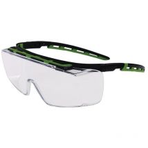 Schutzbrille Kubik en 166, en 170 Bügel schwarz/grün, Scheibe klar Polycarbonat