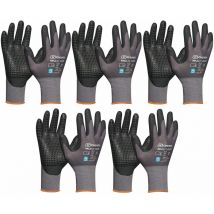 Vasalat - Handschuhe mit Noppen - Montagehandschuhe Gr 7 - Gebol Arbeitshandschuhe Multiflex robust und atmungsaktiv - 5 Paar