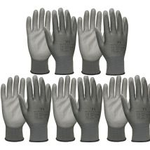 Vasalat - Arbeitshandschuh Staffl PU-Touch Schutzhandschuh grau Größe 9 / 5 Paar