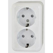 Schutzkontakt-Steckdose AP 2-fach 250V AC 16A 10,2 x 6 x 4 cm