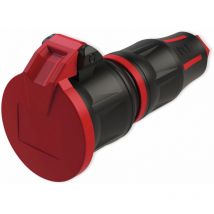 Pce - Schutzkontaktkupplung Toptaurus2, Mit Klappdeckel, Schwarz/rot, Mit Led