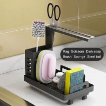 Schwammhalter für die Küche, Edelstahl-Caddy, Abtropfgestell, Spülkorb, Spülbecken, Abtropfgestell, Obst, rostfrei, Schüsselabtropfgestell