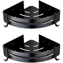 Schwarz – 2er-set Bohrfreie Eckduschablagen Fürs Badezimmer – Aluminium – Matte Oberfläche