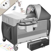 KIDIZ Lit Bébé 3 en 1 Lit de Voyage Combiné Lit Bébé avec Matelas à langer Moustiquaire Parc Bébé de la naissance à 15 kg Parois latérales aérées