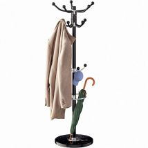 Casaria - Elegant Coat Rack with Black Marble Base and 14 x 360° Rotatable Hooks Sturdy & Stylish Clothing Organiser for Hallways, Foyers & Offices