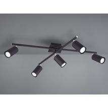 LED Deckenstrahler Schwarz 5-flammig, verstellbare Spots, Breite 77,5cm