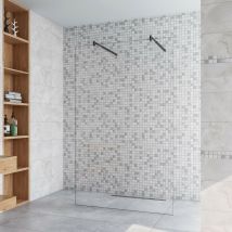 97.7x200cm+ mit 2 70-120cm Schwarz Stabilisator 8mm Nano Sicherheitsglas Walk in Duschwand Duschabtrennung