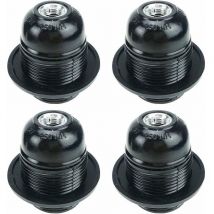 SNQ - Schwarze E27-Schraube, E27-Lampenfassung, 4 Stück E27-Fassung, E27-Sockelbirne, solide Glühbirnenfassung, schwarzer Sockeladapter,