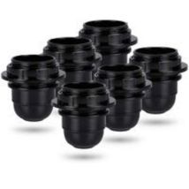 Schwarze E27-Schraubfassung - 6x E27-Lampenfassung mit Kunststoffring - E27-Lampenfassung - E27-Lampenfassungshalter für Decken- und Hängelampe