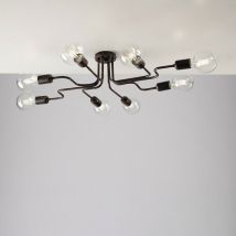 Bonetti Illumina - Schwarze Eisen-Deckenlampe mit Kupferdekor acht Lichter 83x66x h17 cm