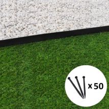 Schwarze gerade Gartenumrandung - 4,5 cm x 10 Meter mit 50 Ankerpfählen
