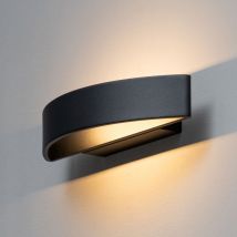 KOSILUM – Schwarze LED-Wandleuchte Attica – 28 cm – warmweißes Licht – minimalistische halbrunde Form