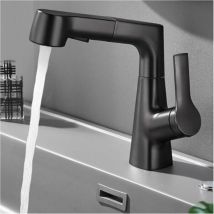 Schwarze Küchenarmatur Mit Ausziehbarem Brausekopf, Flexiblem Schlauch, 360°-schwenkfunktion, Warm- Und Kaltwasseranschluss, 2 Strahlarten (schwarz)