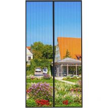Linghhang - Schwarze magnetische Fliegengittertür, 140 x 240 cm, Anti-Fliegenvorhang, Klebestreifen, automatisches Schließen, ultrafeines Netz,