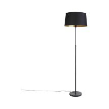 QAZQA Stehlampe Schwarz mit verstellbarem Schirm 45 cm – Dimmbar – E27 Fassung – 103-143 cm Höhe – 25 cm Sockeldurchmesser