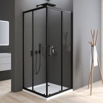 Schwarzer Duschkabine 80x80 Cm Schiebetür Eckeinstieg, Duschkabine 80x80 Cm Eckeinstieg Duschabtrennung Mit 6mm Esg Sicherheitsglas Glas Duschwand, 