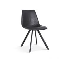 Meublorama - Schwarzer emet pu Stuhl, Maße H83 x B46 x T60 cm, ideal für Ihre Küche oder Ihr Esszimmer.