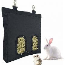 SNQ - Schwarzer Futterbeutel zum Aufhängen, Heu-Futterspender für Kaninchen, Meerschweinchen, Futterbeutel zum Aufhängen, Chinchilla-Fütterung,
