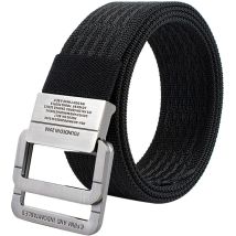 Schwarzer Nylon-arbeitsgürtel, Verstellbar Und Engmaschig Gewebt, Mit Doppelter Metallschnalle, Ideal Für Outdoor-aktivitäten.