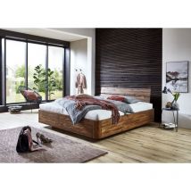 Sam Outillage - Schwebebett Holzbett Akazienholz 180 x 200 cm geteiltes Kopfteil lanzarote