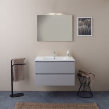 Kiamami Valentina - Schwebendes Badezimmermöbel 80Cm Weissbuche Mit Spiegel 80X60 Barcellona