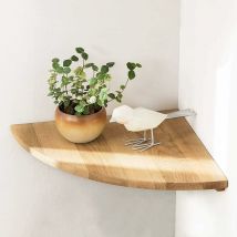 Schwebendes Eckregal - mit abgerundetem Ende für oben, Eiche, 20cm Radius