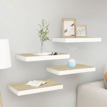 Schweberegale 4 Stk. Eichen-Optik und Weiß 40x23x3,8 cm mdf Vidaxl