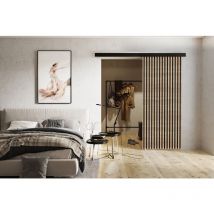 Emporius - Schwebetür 70 cm Belor - Schiebetür mit Lamellen, Design Zimmertür - Schiebetürsystem - Sonoma Eiche