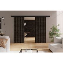 Emporius - Schwebetüren 150 cm Belor Duo - Schiebetür mit Lamellen, Design Zimmertür - Schiebetürsystem (Dunkel Eiche) - Dunkel Eiche