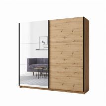 Schwebetürenschrank mit Spiegel - 150 cm - Eichenfarbe - Kollektion arsala