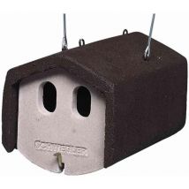 Nischenbrüterhöhle 1N zum Aufhängen, zwei ovale Einfluglöcher Maße: 30 x 20 x 20 cm, Holzbeton