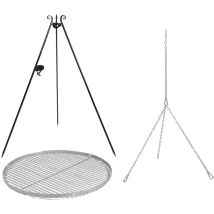 Stahl Schwenkgrill Mit Kurbel & Grillzubehör Dreibein Grill Inkl. Stahl Grillrost Ø 70 Cm - Cookking