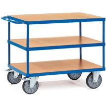Fetra Tischwagen – Ladefläche 1000 x 600 mm – Tragkraft 600 kg – Außenmaße 1197 x 609 x 900 mm – 3 Etagen – pulverbeschichtet Blau