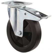 Lenkrolle Rad-Ø 100 mm Tragfähigkeit 140 kg mit Totalfeststeller Elastikgummi 104x80mm