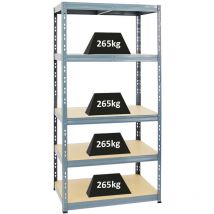 Proregal-regale Günstig Kaufen - tagère charge lourde tiger HxLxP 180x90x60cm 265kg par Niveau Gris Étagère robuste de garage, atelier, cave,