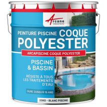 Schwimmbadfarbe - Farbe für Pools und Becken aus Polyester, Beton, Fliesen - arcapiscine - weißer Pool - 20kg bis zu 65m² für 2 Schichten - weißer