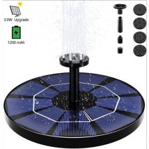 Schwimmender Solarbrunnen für den Außenbereich, 3 w Solar-Teichpumpe mit 6 Düsen für Vogelbad, Aquarium, Gartenbrunnen